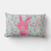 Coussin Rectangle Bunnies et fleurs roses (Recto)