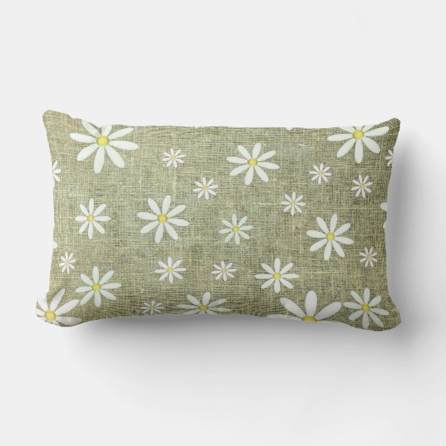 Coussin Rectangle Burlap Daisy (Recto)