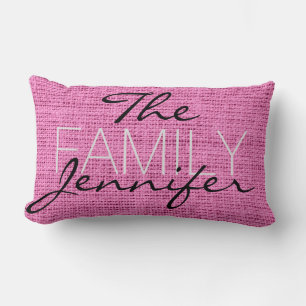 Coussin Rectangle Burlap Rose Russe Linen Monogramme