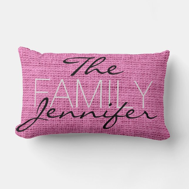 Coussin Rectangle Burlap Rose Russe Linen Monogramme (Recto)