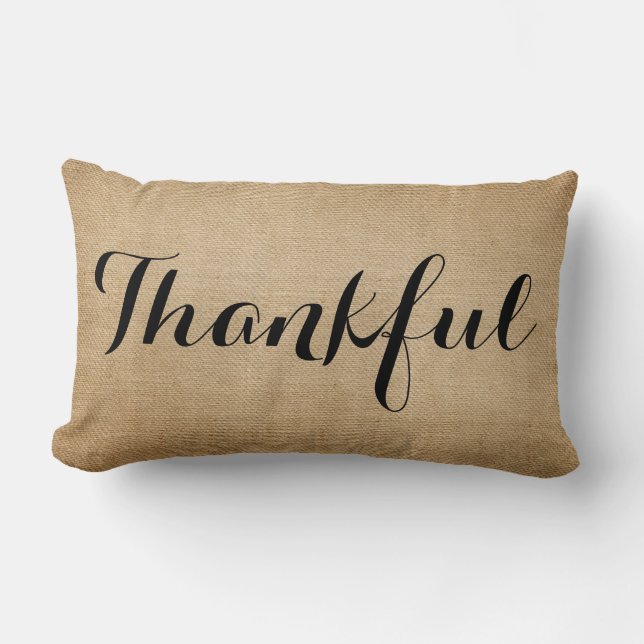 Coussin Rectangle Burlap Thankful Family Rustic (Recto)