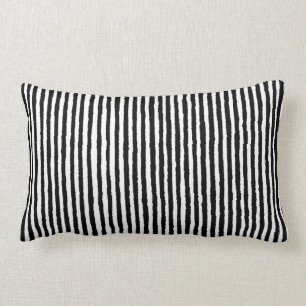 Coussin Rectangle BW vertical noir et blanc Motif de bande rétro