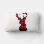 Coussin Rectangle cabane de campagne plaid rouge de buffle noël cerf (Recto)