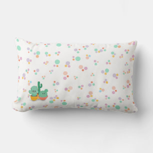 Coussin Rectangle Cactus à dessin animé Pois multicolores