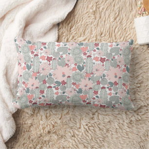 Coussin Rectangle Cactus Cactus Pink Mint Succulents Fleurs du déser