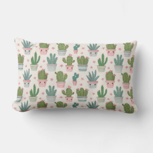 Coussin Rectangle "Cactus Cuties in Pastel Pots"
