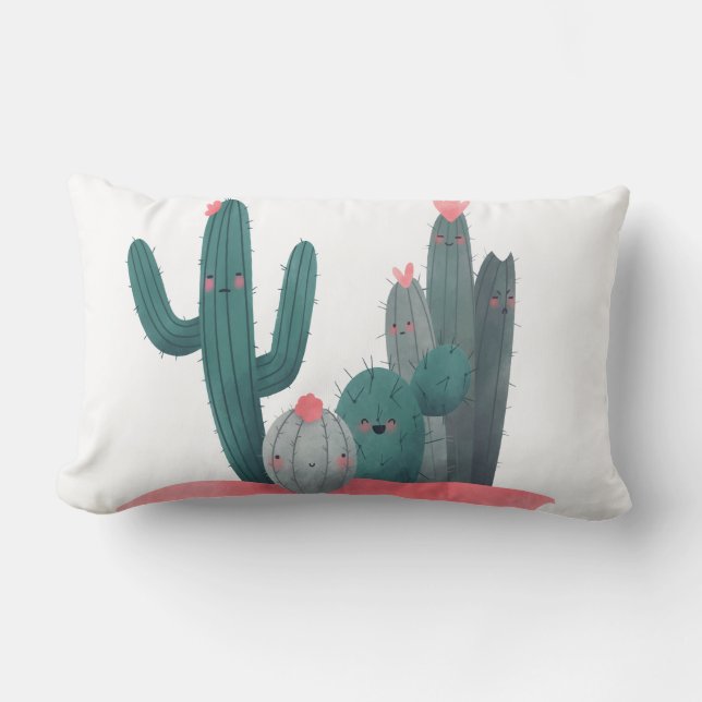 Coussin Rectangle Cactus mignon (Recto)