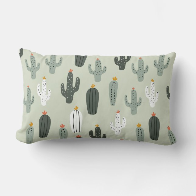 Coussin Rectangle Cactus mignons sans couture motif, arrière - plan  (Recto)