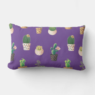 Coussin Rectangle Cactus Succulents à Dessrt Vert dans les pots