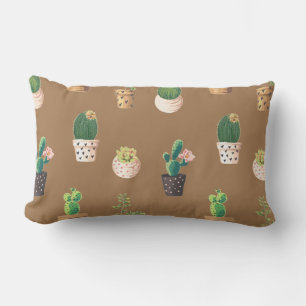Coussin Rectangle Cactus Succulents à Dessrt Vert dans les pots