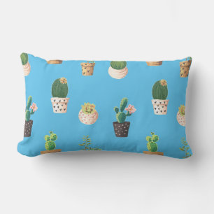 Coussin Rectangle Cactus Succulents à Dessrt Vert dans les pots