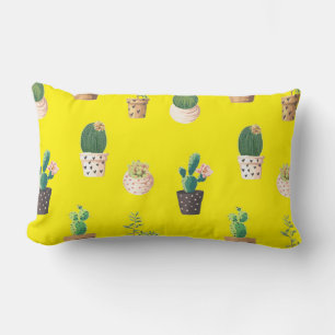 Coussin Rectangle Cactus Succulents à Dessrt Vert dans les pots