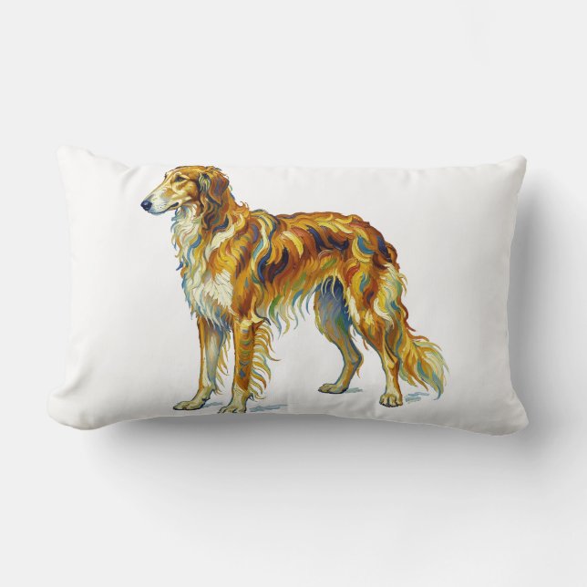 Coussin Rectangle Cadeau Chien Couleurs Vives Dessin de Saluki (Recto)