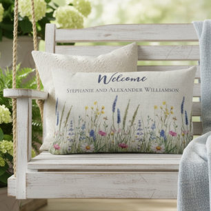 Coussin Rectangle Cadeau de Couple Prairie Fleurie Botanique