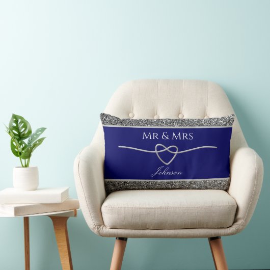 Coussin Rectangle Cadeau de mariage bleu royal (Chaise)