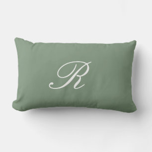 Coussin Rectangle Cadeau de mariage initial à monogramme vert sauge