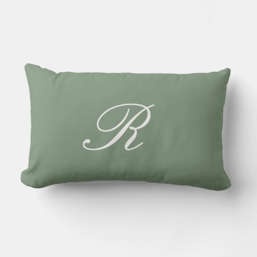 Coussin Rectangle Cadeau de mariage initial de monogramme vert sauge (Recto)