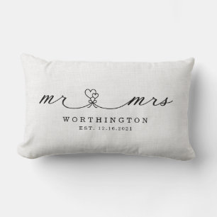 Coussin Rectangle Cadeau de mariage rustique pour jeunes mariés