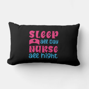 Coussin Rectangle Cadeau infirmière   Dormir toute la journée Infirm