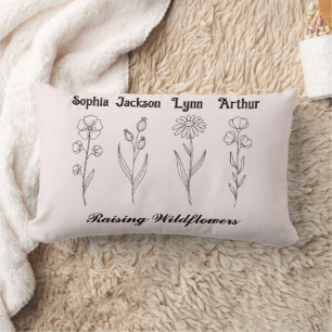 Coussin Rectangle Cadeau Personnalisé au Nom de l'Enfant Fleur Sauva