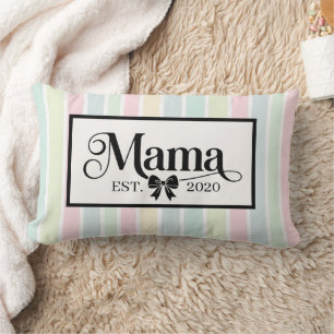 Coussin Rectangle Cadeau personnalisé maman arc-en-ciel pastel chic