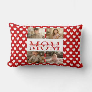 Coussin Rectangle Cadeau personnalisé minimaliste Rouge Cœur Maman 4