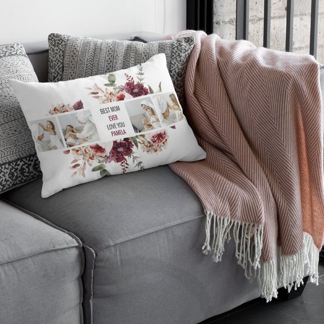 Coussin Rectangle Cadeau photo de collage moderne Fleurs de photos B (Créateur téléchargé)