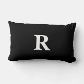 Coussin Rectangle Cadeau simple élégant noir blanc initiale monogram (Verso)