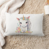 Coussin Rectangle Cadeau Unicorn pour filles aquarelle (Couverture)