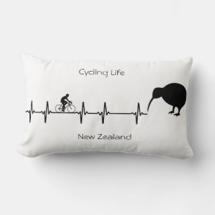 Coussin Rectangle Cadeau Vélo Kiwi Battement de cœur de cyclisme néo