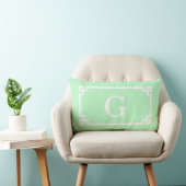 Coussin Rectangle Cadre à clé grecque blanche menthe #2 Monogramme i (Chaise)