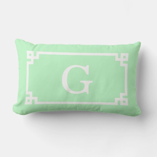 Coussin Rectangle Cadre à clé grecque blanche menthe #2 Monogramme i (Recto)
