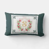 Coussin Rectangle Cadre décoratif élégant avec monogramme floral (Verso)