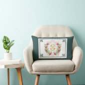 Coussin Rectangle Cadre décoratif élégant avec monogramme floral (Chaise)