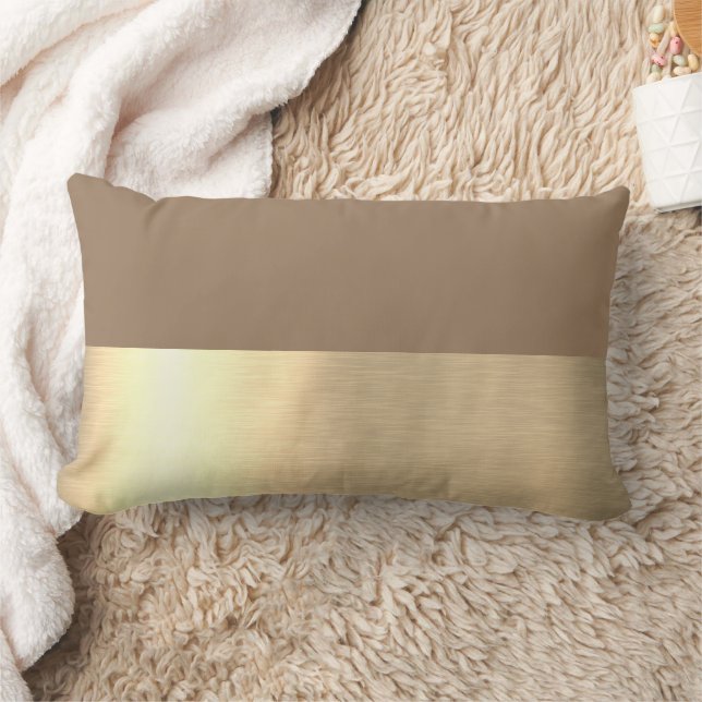 Coussin Rectangle Café Lait Brown Gold Foil Rustique Faux (Couverture)
