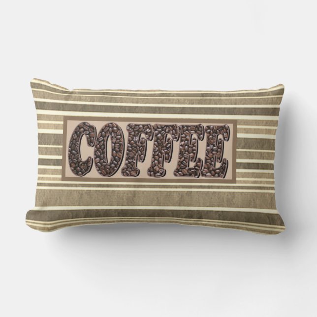 Coussin Rectangle "Café" Minimaliste café haricots Tonage Terre (Recto)