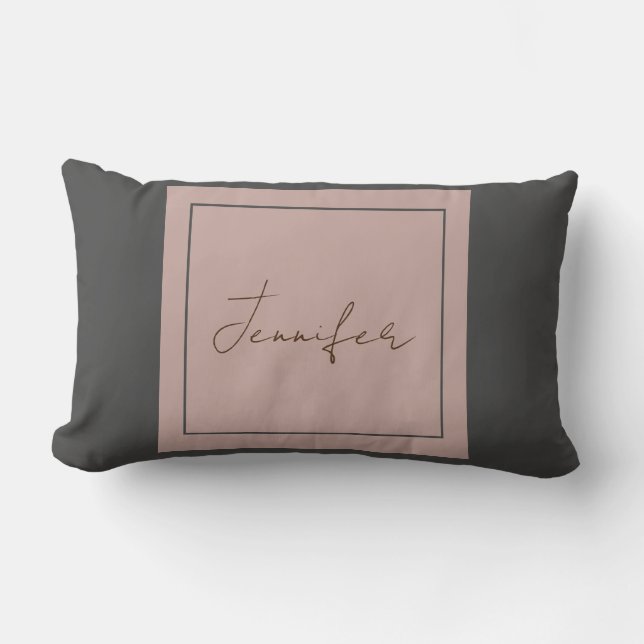 Coussin Rectangle Calligraphie Élégante Plaque Nom simple (Recto)