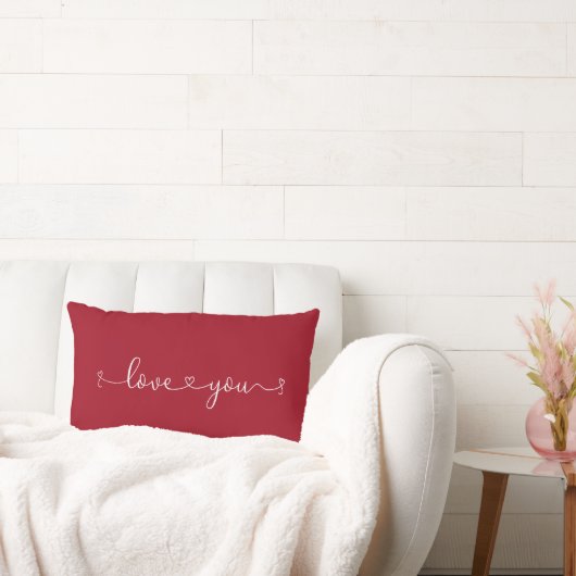 Coussin Rectangle Calligraphie romantique Je t'aime Date personnalis (Canapé)