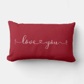 Coussin Rectangle Calligraphie romantique Je t'aime Date personnalis (Recto)
