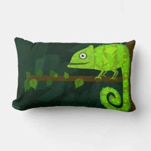 Coussin Rectangle Caméléon vert mignon