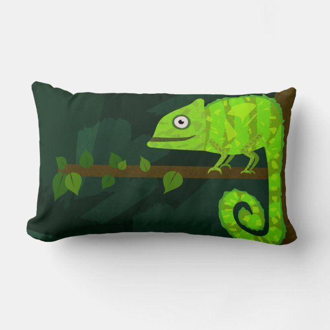Coussin Rectangle Caméléon vert mignon (Recto)