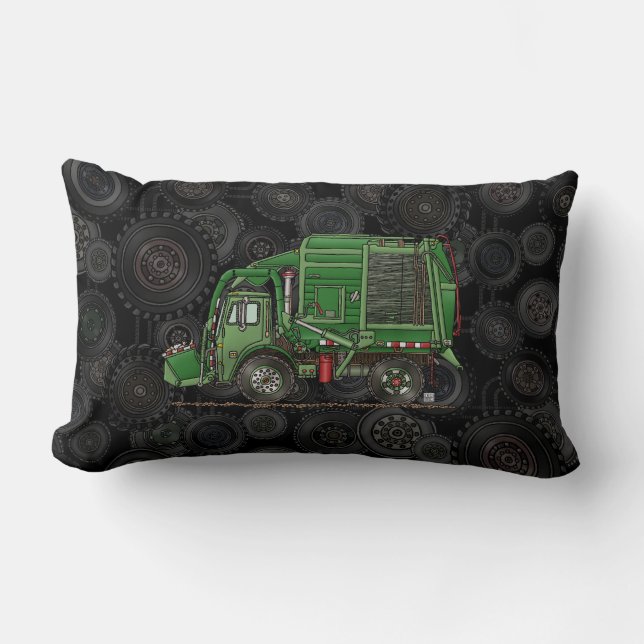 Coussin Rectangle Camion de déchets mignon de camion à ordures (Recto)
