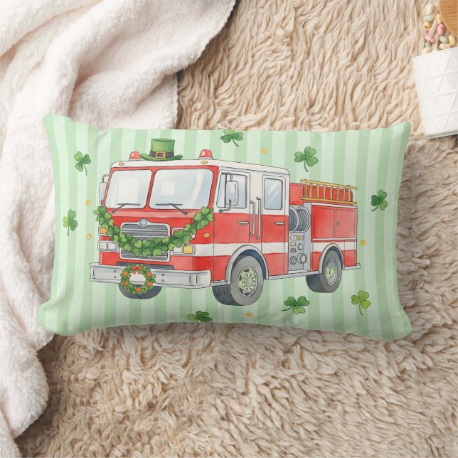 Coussin Rectangle Camion de pompiers moderne de la Saint-Patrick (Couverture)