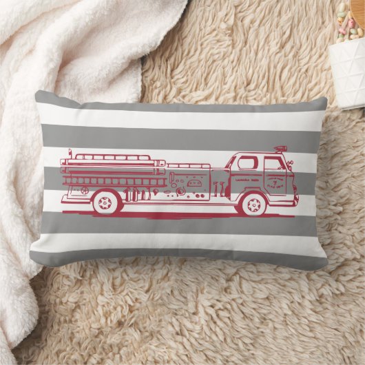 Coussin Rectangle Camion de pompiers personnalisé rouge et gris (Couverture)