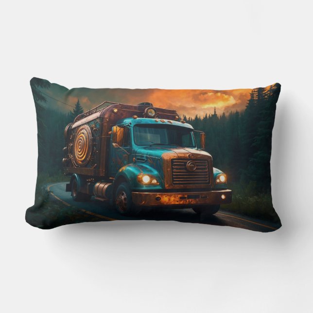Coussin Rectangle Camion-feu Steampunk (Recto)