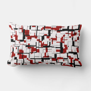 Coussin Rectangle Camion numérique noir blanc Motif rouge