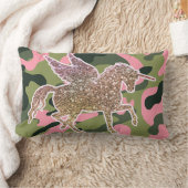 Coussin Rectangle Camouflage rose vert & Parties scintillant or Unic (Couverture)
