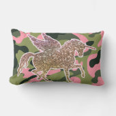 Coussin Rectangle Camouflage rose vert & Parties scintillant or Unic (Recto)