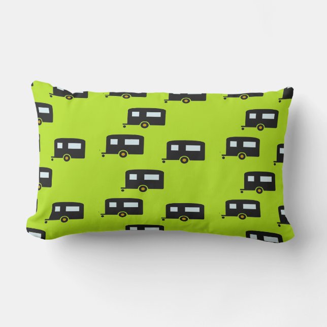 Coussin Rectangle Camping remorques en vert (Recto)