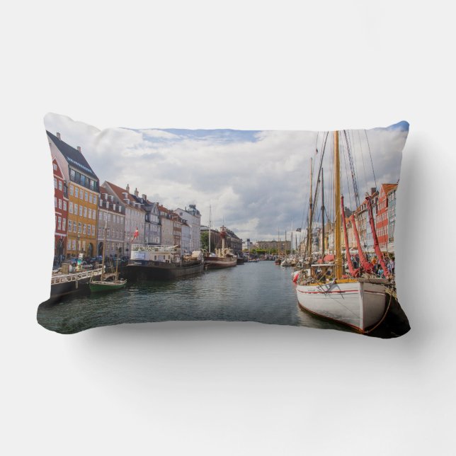 Coussin Rectangle Canal avec bateaux | Copenhague (Recto)
